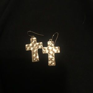 Premier designs silver hammered cross earrings